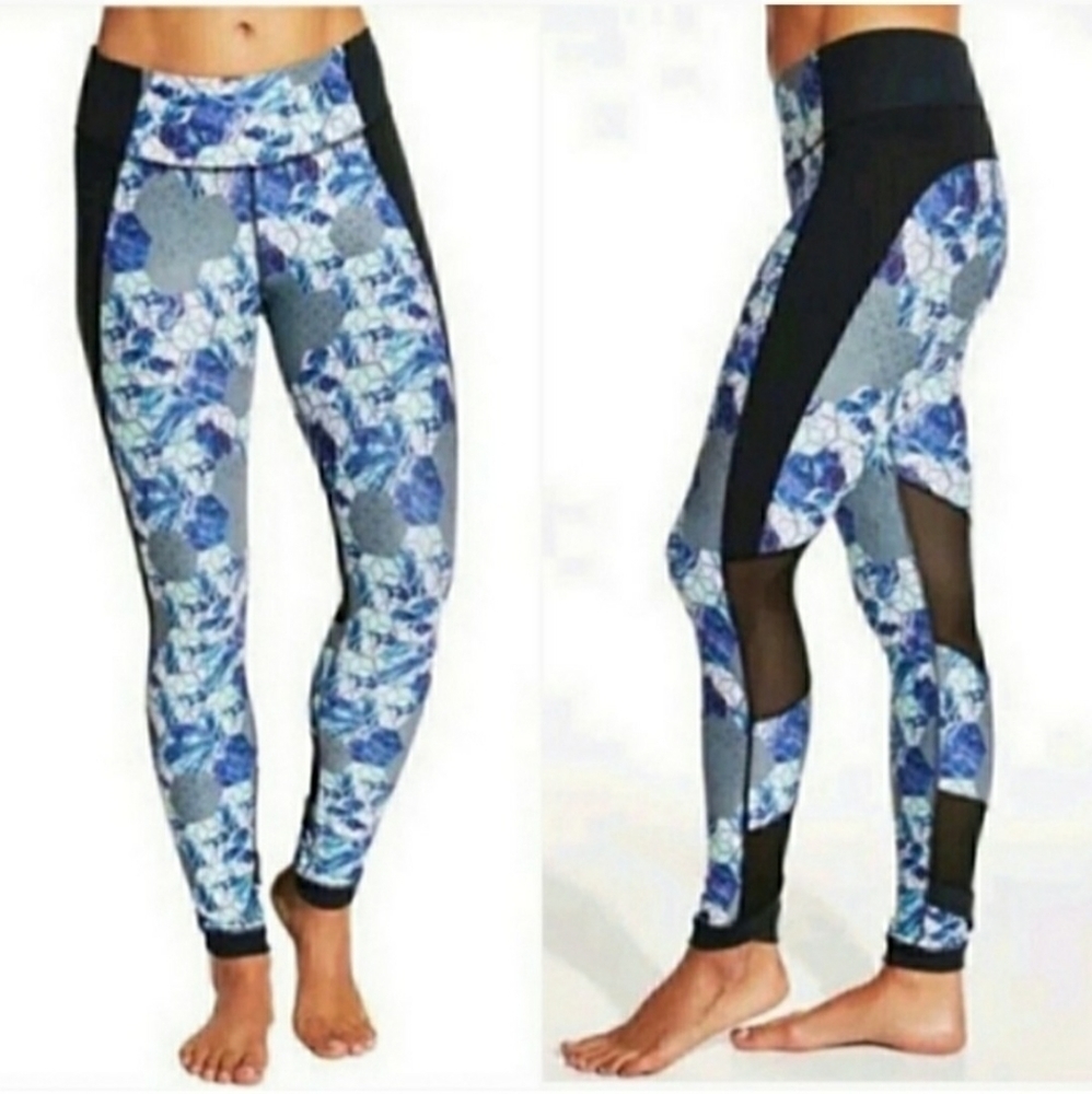Calia Small Geometric Hexagon Blue Mesh Leggings